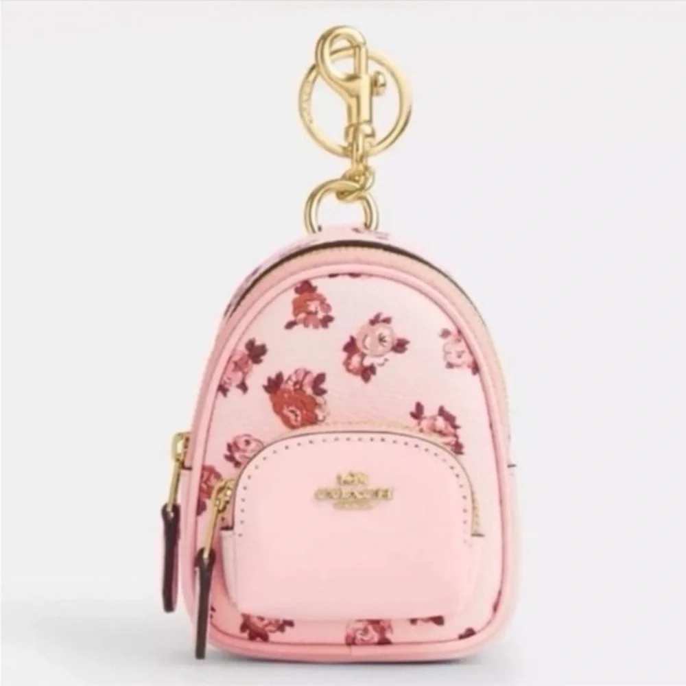 Coach Pink Floral Keychain Backpack